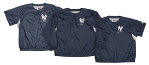 Lot of (3) Mel Stottlemyre Game Worn and Signed New York Yankees Light Weight Dugout Jackets (Stottlemyre LOA)